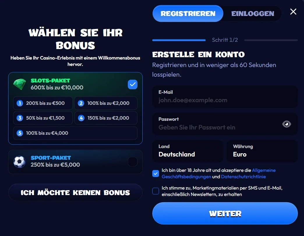 Registrierung und Login